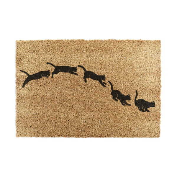 Iš kokoso pluošto grindų kilimėlis 60x90 cm Jumping Cats – Artsy Doormats