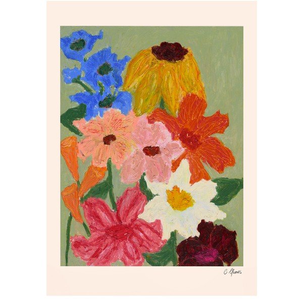 Plakatas 50x70 cm Flowers on Sage Green – Carla Llanos – The Poster Club