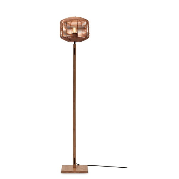 Pastatomas šviestuvas natūralios spalvos (aukštis 130 cm) su rotango gaubtu Tanami – Good&Mojo