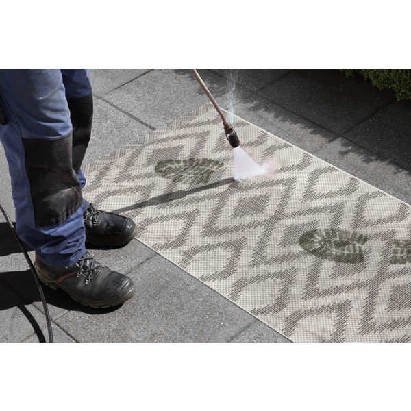 Pilkos ir kreminės spalvos lauko kilimas NORTHRUGS Isle, 70 x 200 cm-image-1