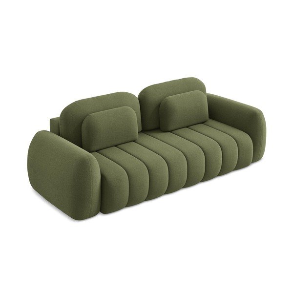 Žalios spalvos iš boucle sulankstoma/su sandėliavimo vieta sofa 266 cm Pele – Makamii-image-4