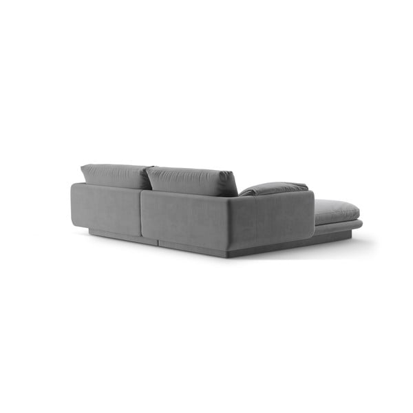 Iš velveto kampinė sofa šviesiai pilkos spalvos (su dešiniuoju kampu/su gultu) Torino – Micadoni -image-3