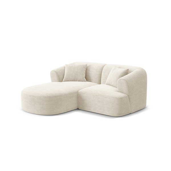 Smėlio spalvos kampinė sofa iš kordinio velveto (su kairiuoju kampu/su gultu) Campi – Cosmopolitan Design-image-1