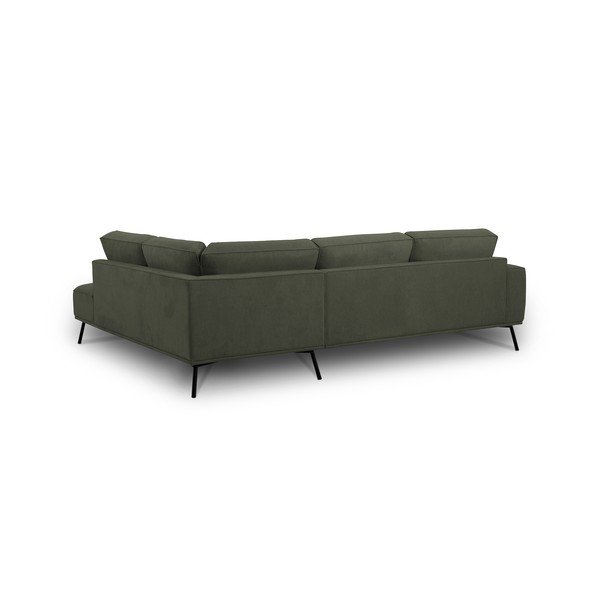 Tamsiai žalios spalvos kampinė sofa iš šenilinio audinio (su dešiniuoju kampu/„L“ formos) Amsterdam – Scandic-image-3