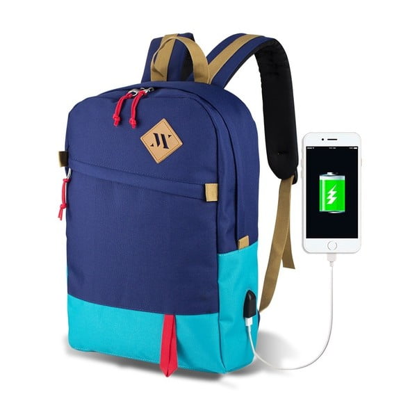 Mėlyna ir turkio spalvos kuprinė su USB jungtimi My Valice FREEDOM Smart Bag