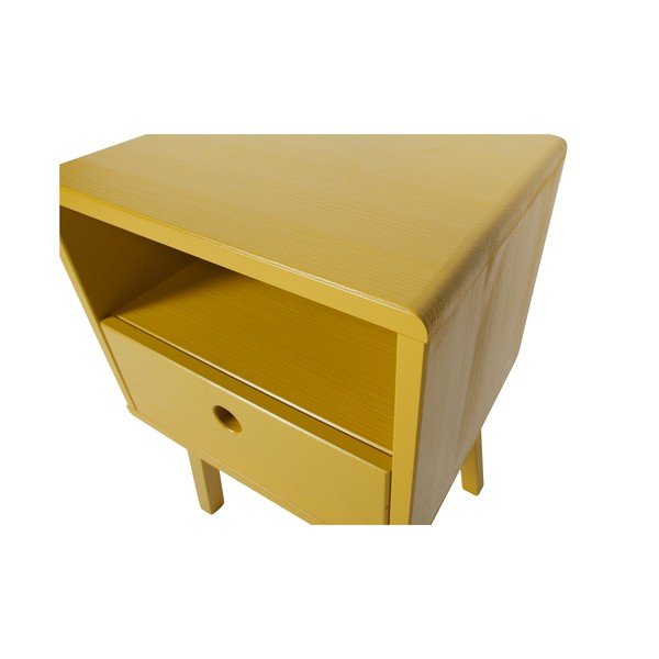 Geltonos spalvos pušies masyvo naktinis staliukas WOOOD Sammie-image-1