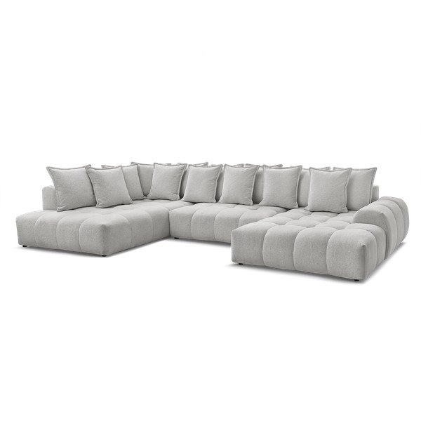 Šviesiai pilkos spalvos iš šenilinio audinio sulankstoma/su sandėliavimo vieta kampinė sofa (su kairiuoju kampu/„U“ formos) Everest – Bobochic Paris-image-3