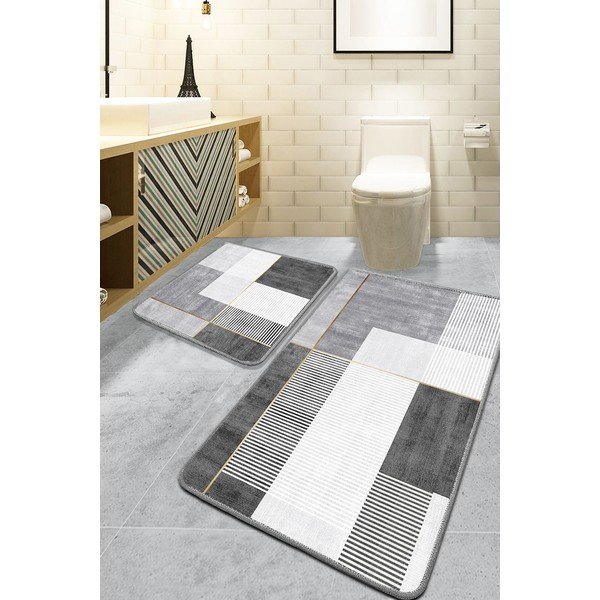 Pilkos spalvos vonios kilimėliai 2 vnt. 60x100 cm Pendor – Foutastic-image-1