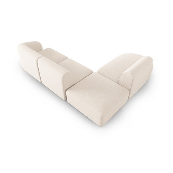 Smėlio spalvos iš šenilinio audinio kampinė sofa (su kairiuoju kampu/„L“ formos) Paolo – Milo Casa-image-3