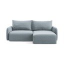 Mėlynos spalvos sulankstoma/su sandėliavimo vieta kampinė sofa iš velveto (su dešiniuoju kampu/su gultu) Kalena – Makamii