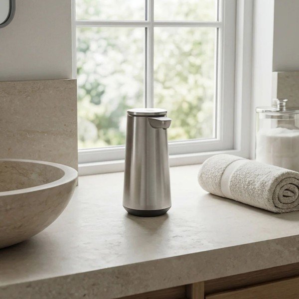 Automatinis matinės sidabrinės spalvos iš nerūdijančio plieno muilo dozatorius 296 ml – simplehuman-image-1