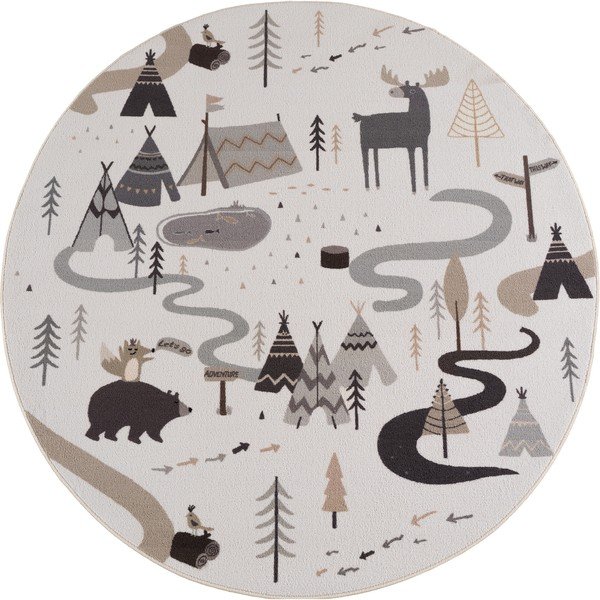 Skalbiamas kreminės spalvos vaikiškas kilimas ø120 cm Coco 1135 – Ayyildiz Carpets