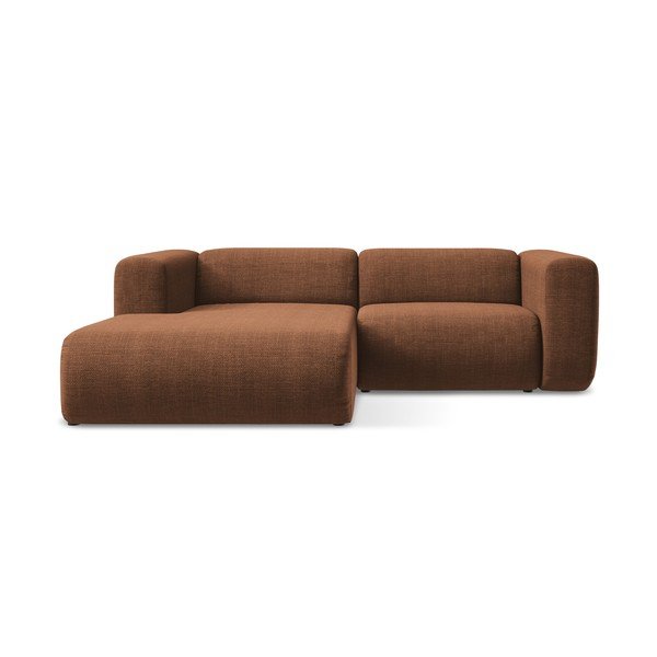 Terakotos spalvos kampinė sofa (su kairiuoju kampu/su gultu) Ekahi – Makamii