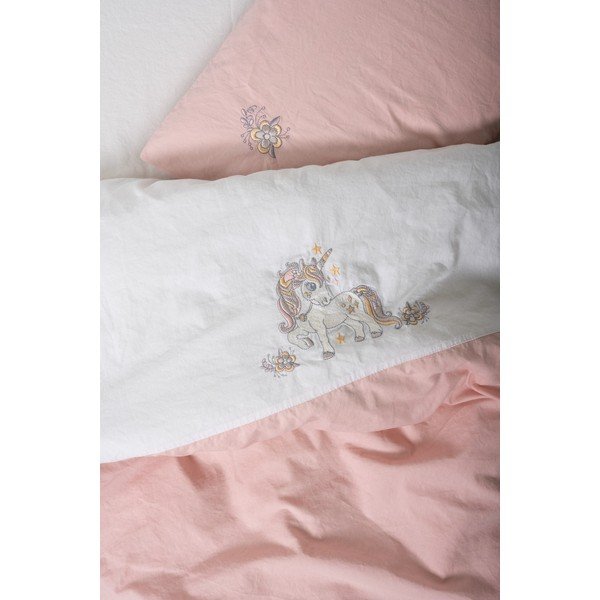 Baltos spalvos/rožinės spalvos iš medvilnės vaikiška patalynė vaikiškai lovai su paklode/4 dalių 100x150 cm Bonic – Mijolnir-image-2