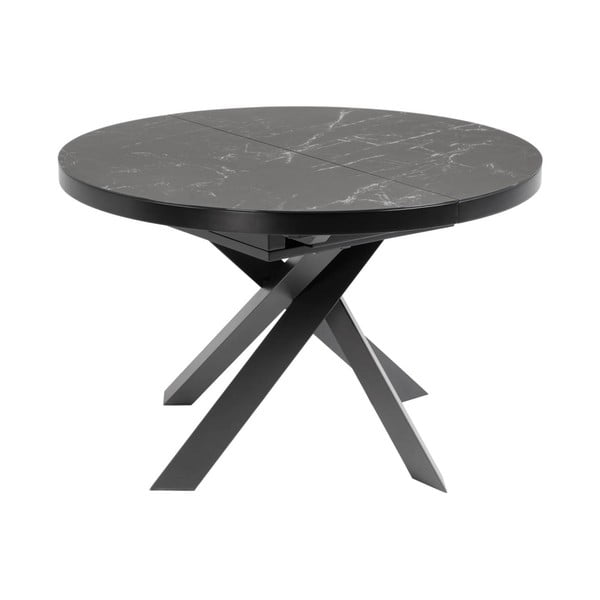 Iš keraminės plokštės apvalios formos prailginamas valgomojo stalas juodos spalvos ø 160 cm Vashti – Kave Home