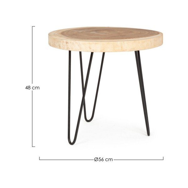 Iš masyvios munggur medienos apvalios formos šoninis stalas ø 56 cm Tuala – Bizzotto-image-3