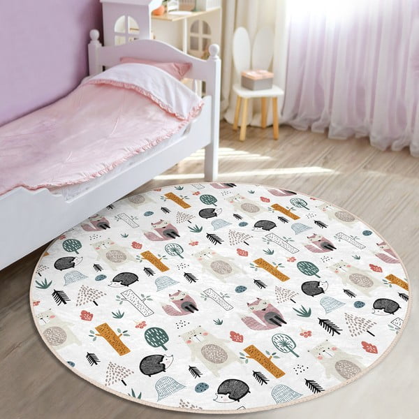 Vaikiškas kilimas baltos spalvos ø 100 cm Comfort – Mila Home-image-2