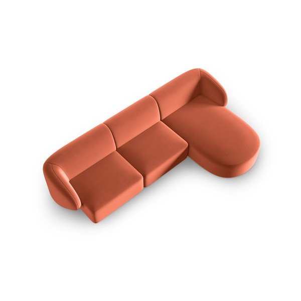 Rožinės spalvos iš velveto kampinė sofa (su dešiniuoju kampu/su gultu) Paolo – Milo Casa-image-2
