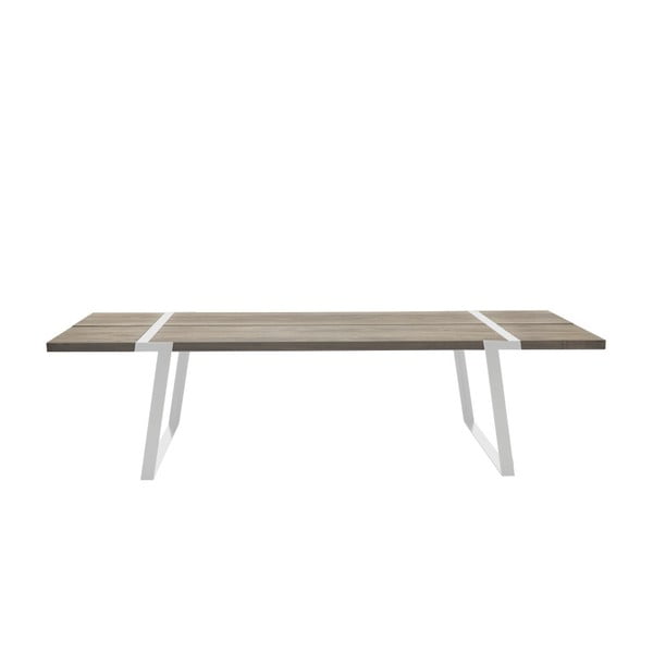 Šviesios medienos valgomojo stalas su baltu pagrindu Canett Gigant, 290 cm