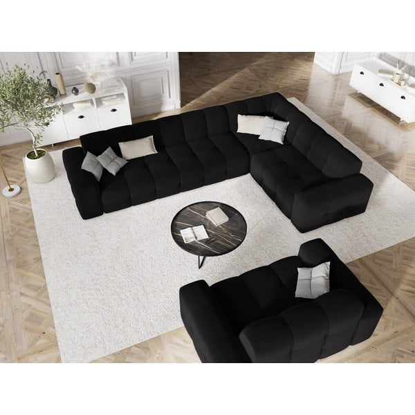 Juodo aksomo kampinė sofa (dešinysis kampas) Kendal - Micadoni Home-image-1
