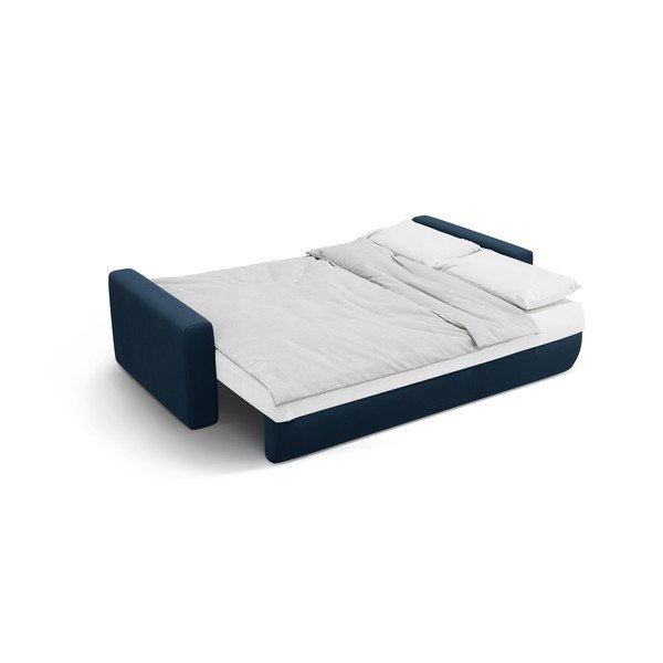 Tamsiai mėlynos spalvos iš velveto sulankstoma/su sandėliavimo vieta sofa 238 cm Belfast – Cosmopolitan Design-image-3