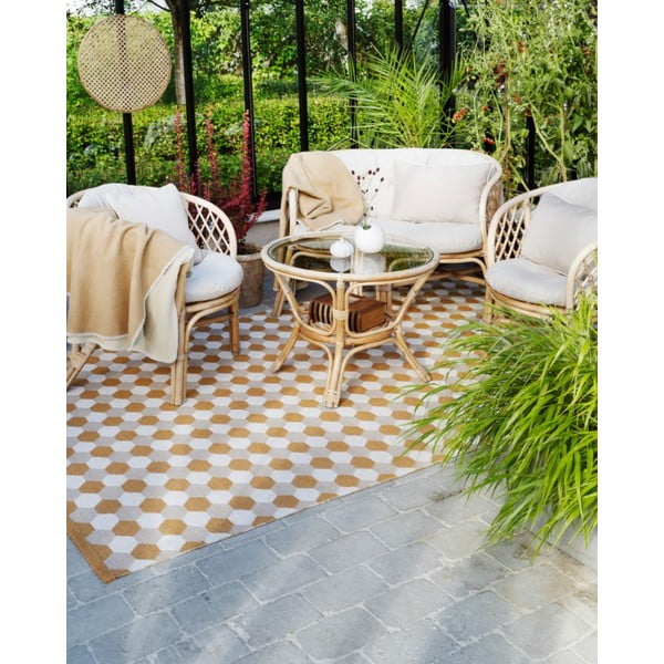 Ochros spalvos iš vilnos mišinio antklodė ir pledas 140x200 cm Ylva Ochre – Pappelina-image-3