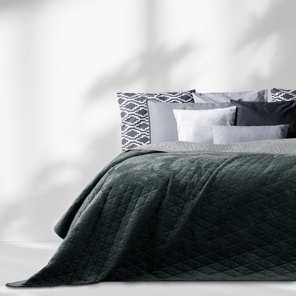 Dygsniuota lovatiesė iš velveto tamsiai pilkos spalvos 170x270 cm Laila – AmeliaHome