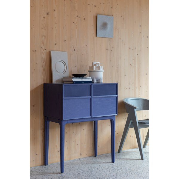Mėlynos spalvos šoninė spintelė iš ąžuolo 80x100x45 cm June – Zuiver-image-1