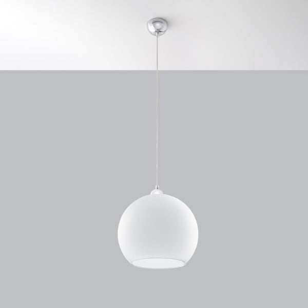 Kabantis šviestuvas baltos spalvos ø 30 cm su stiklo gaubtu Bilbao – Sollux-image-1
