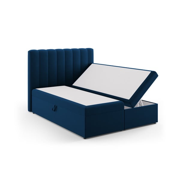 Spyruoklinė lova tamsiai mėlynos spalvos su sandėliavimo vieta 160x200 cm Gina – Milo Casa-image-2