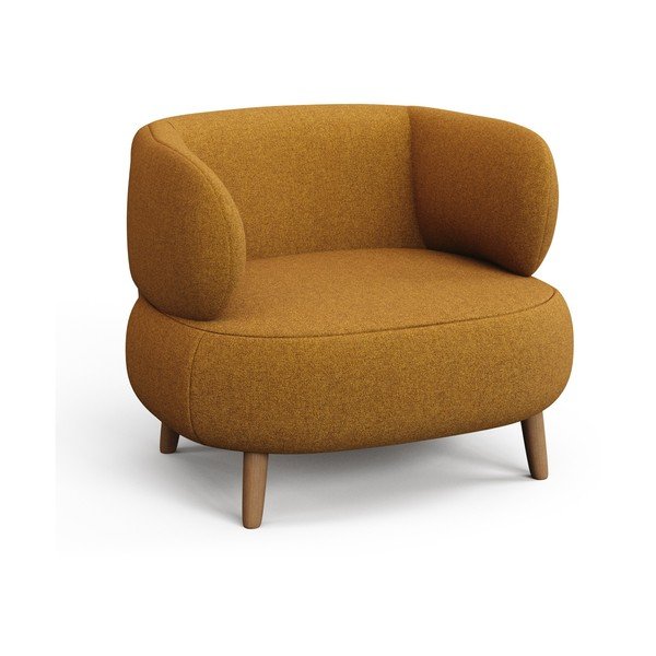 Garstyčių spalvos krėslas iš boucle Luisa – Kave Home