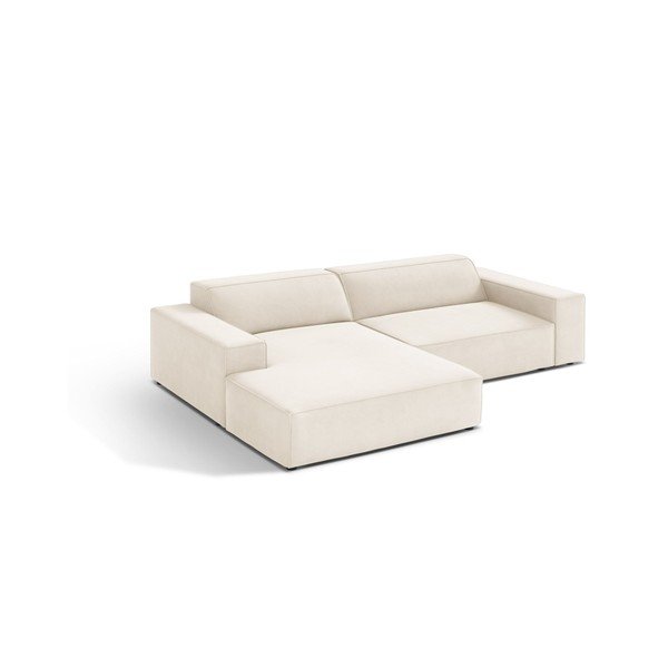 Kreminės spalvos modulinė kampinė sofa iš velveto (su kairiuoju kampu/su gultu) Jodie – Micadoni 