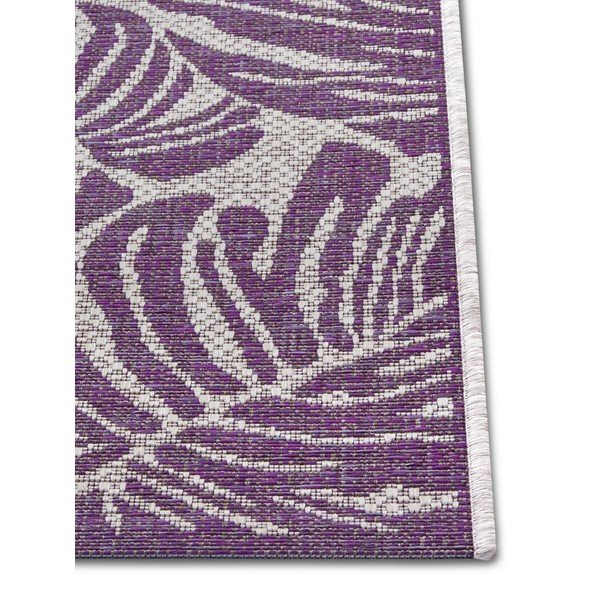 Violetinės ir smėlio spalvos lauko kilimas NORTHRUGS Monstera, 140 x 200 cm-image-2