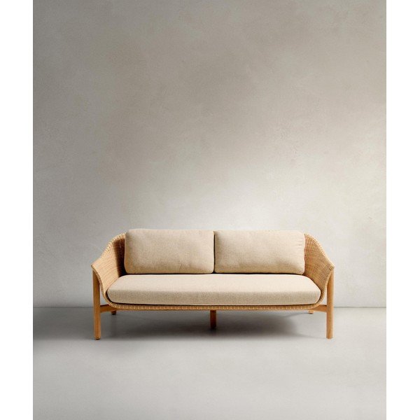 Smėlio spalvos/natūralios spalvos iš audinio sodo sofa Galea – Kave Home-image-1
