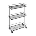 Matinės juodos spalvos iš plieno lentyna ant ratukų 38x62x16 cm Lava – Metaltex