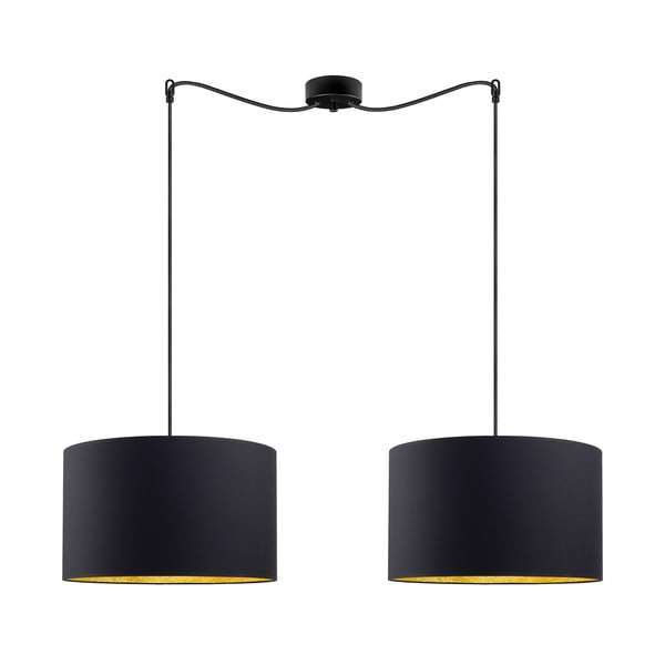 Juodas dviejų šakų pakabinamas šviestuvas su aukso spalvos detalėmis Sotto Luce Mika