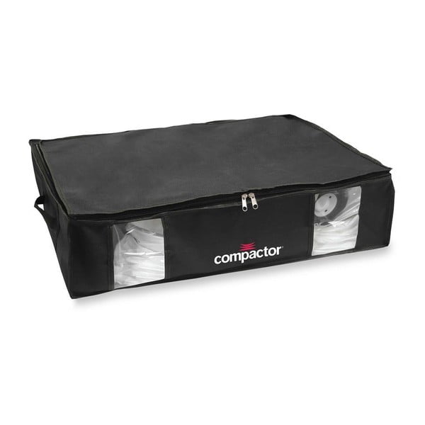 2 juodos spalvos Compactor didelių po lova esančių vakuuminių maišelių saugojimo dėžių rinkinys