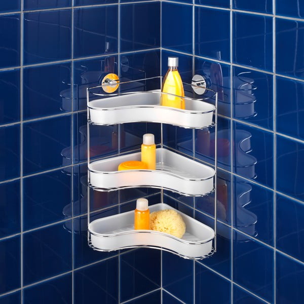 Savarankiška 3 aukštų kampinė lentyna su indeliais Wenko Vacuum-Loc, iki 33 kg-image-1