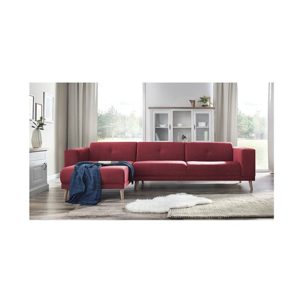 Raudona kampinė sofa su atramomis kojoms "Bobochic Paris Luna", kairysis kampas, 308 cm-image-4