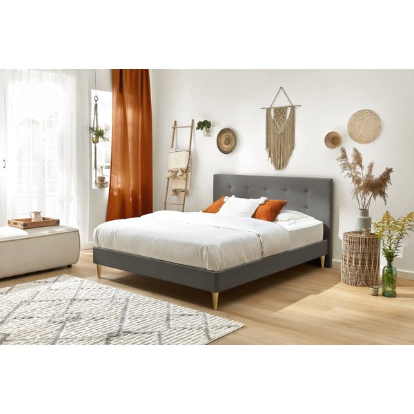 Tamsiai pilka dvigulė lova Bobochic Paris Rory Light, 160 x 200 cm-image-3