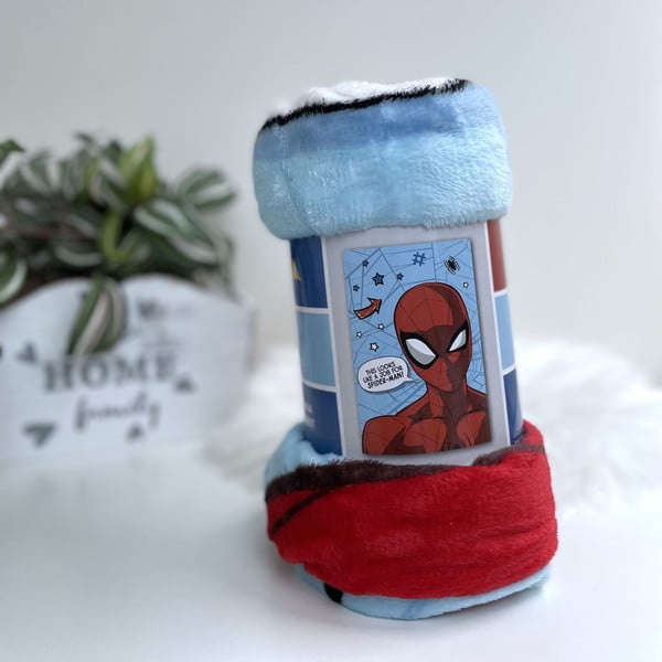 Vaikiškas pledas raudonos spalvos/mėlynos spalvos iš mikropliušo 100x150 cm Spiderman – Jerry Fabrics-image-1