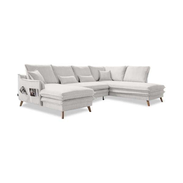 Sulankstoma kampinė sofa smėlio spalvos (su dešiniuoju kampu/„U“ formos) Charming Charlie – Miuform