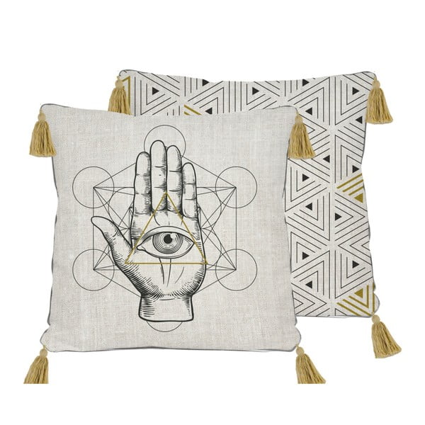 Dvipusis lininis pagalvės užvalkalas Madre Selva Symbolic Hand, 45 x 45 cm-image-2