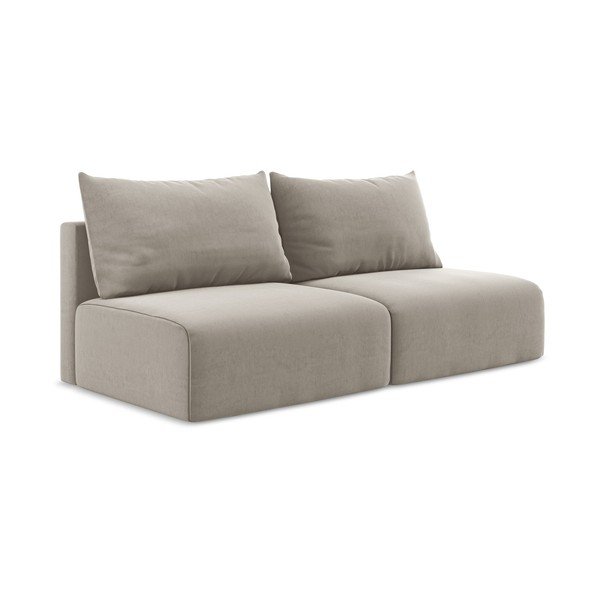 Taupe spalvos sulankstoma/su sandėliavimo vieta sofa iš velveto 216 cm Kalena – Makamii-image-2