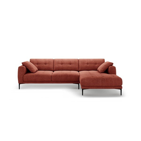 Raudonos plytų spalvos kampinė sofa (su dešiniuoju kampu/su gultu) Bemy – Micadoni 