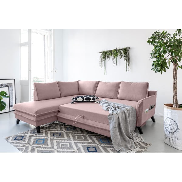 Rožinės spalvos sofa-lova Miuform Charming Charlie L, kairysis kampas-image-3