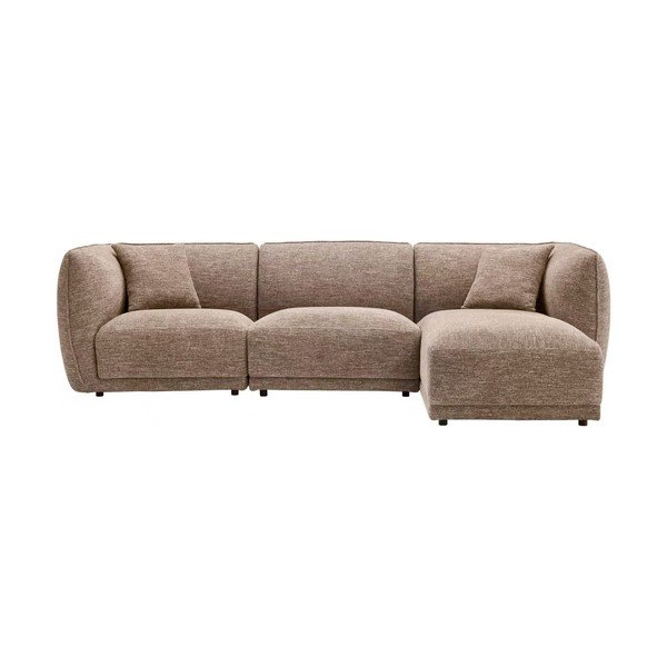 Smėlio spalvos kampinė sofa iš šenilinio audinio (su dešiniuoju kampu/su gultu) Noor – House Nordic