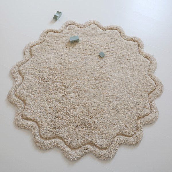 Skalbiamas/rankų darbo iš medvilnės apvalios formos kilimas kreminės spalvos ø 110 cm Sweet April Ecru – Nattiot-image-2