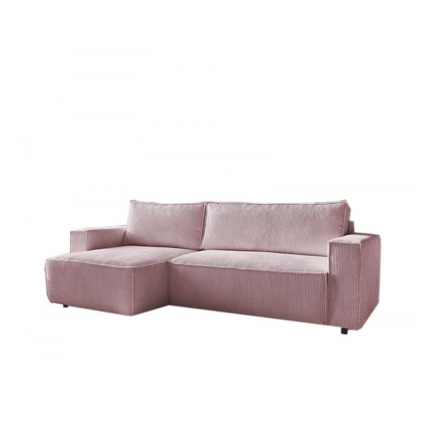 Sulankstoma kampinė sofa rožinės spalvos iš kordinio velveto (kintama) Nihad – Bobochic Paris