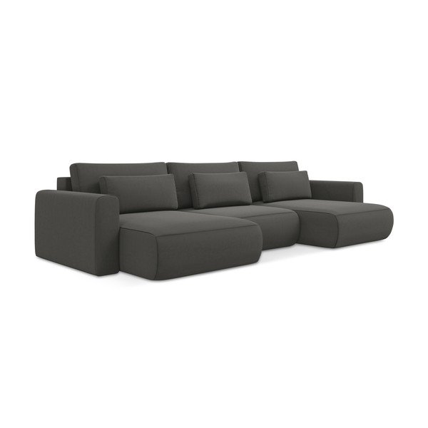 Tamsiai pilkos spalvos iš velveto sulankstoma/su sandėliavimo vieta kampinė sofa („U“ formos) Kapua – Makamii-image-3